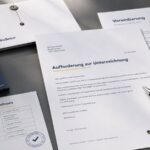 Aufforderung zur Unterzeichnung mit Vertrag, Stift und Zustellnachweis