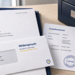Behördlicher Bescheid mit Widerspruchsschreiben, Umschlag und Zustellnachweis als seriöses Beitragsbild