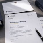 Beschwerde an Behörde mit Behördenakte, Umschlag und Zustellnachweis