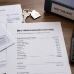 Betriebskostenabrechnung mit Mietunterlagen, Taschenrechner und Zustellnachweis