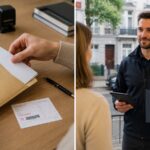 Vergleich zwischen Einschreiben und Botenzustellung mit Dokumentenmappe, Zustellprotokoll und Briefumschlag.