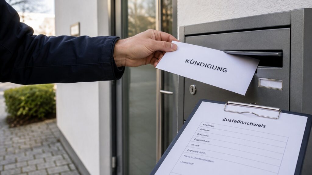 Dokumentierte Zustellung einer Kündigung in Leverkusen mit Zustellnachweis