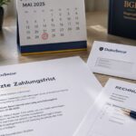 Letzte Zahlungsfrist mit Rechnung, Kalender und Zustellnachweis als seriöses Beitragsbild
