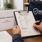 Zustellprotokoll, Mahnung und Abmahnung liegen auf einem Schreibtisch zur Vorbereitung einer dokumentierten Zustellung per Kurier.