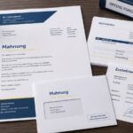 Mahnung mit offener Rechnung, Umschlag und Zustellnachweis als seriöses Beitragsbild