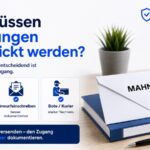 Blogbild zur Frage, wie Mahnungen verschickt werden müssen, mit Brief, Einwurfeinschreiben, Bote oder Kurier und dem Hinweis auf einen nachweisbaren Zugang