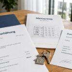 Mieterhöhungsschreiben mit Mietvertrag, Umschlag und Zustellnachweis als seriöses Beitragsbild
