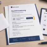 Schriftliche Nachfrist mit Fristdatum, Umschlag und Zustellnachweis auf einem modernen Schreibtisch