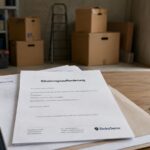 Räumungsaufforderung mit Mietunterlagen, Schlüssel und Räumungssituation als seriöses Beitragsbild