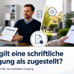 Blogbild zur schriftlichen Kündigung mit persönlicher Übergabe und Briefkasteneinwurf als Beispiele dafür, wann eine Kündigung als zugestellt gilt und der Zugang nachweisbar sein sollte