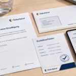Widerruf einer Einwilligung mit Datenschutzunterlagen, Smartphone und Zustellnachweis